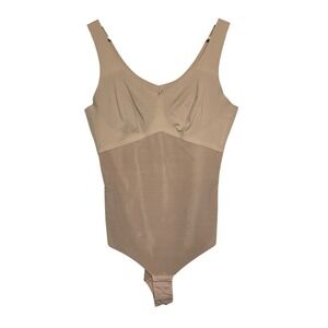 Honey Love Shaping Cami Bodysuit Large Nude Built-In Bra Mesh Control LWBS0201
